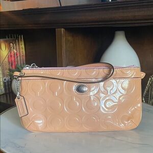 Coach Light Peach Patent Leather Wristlet
